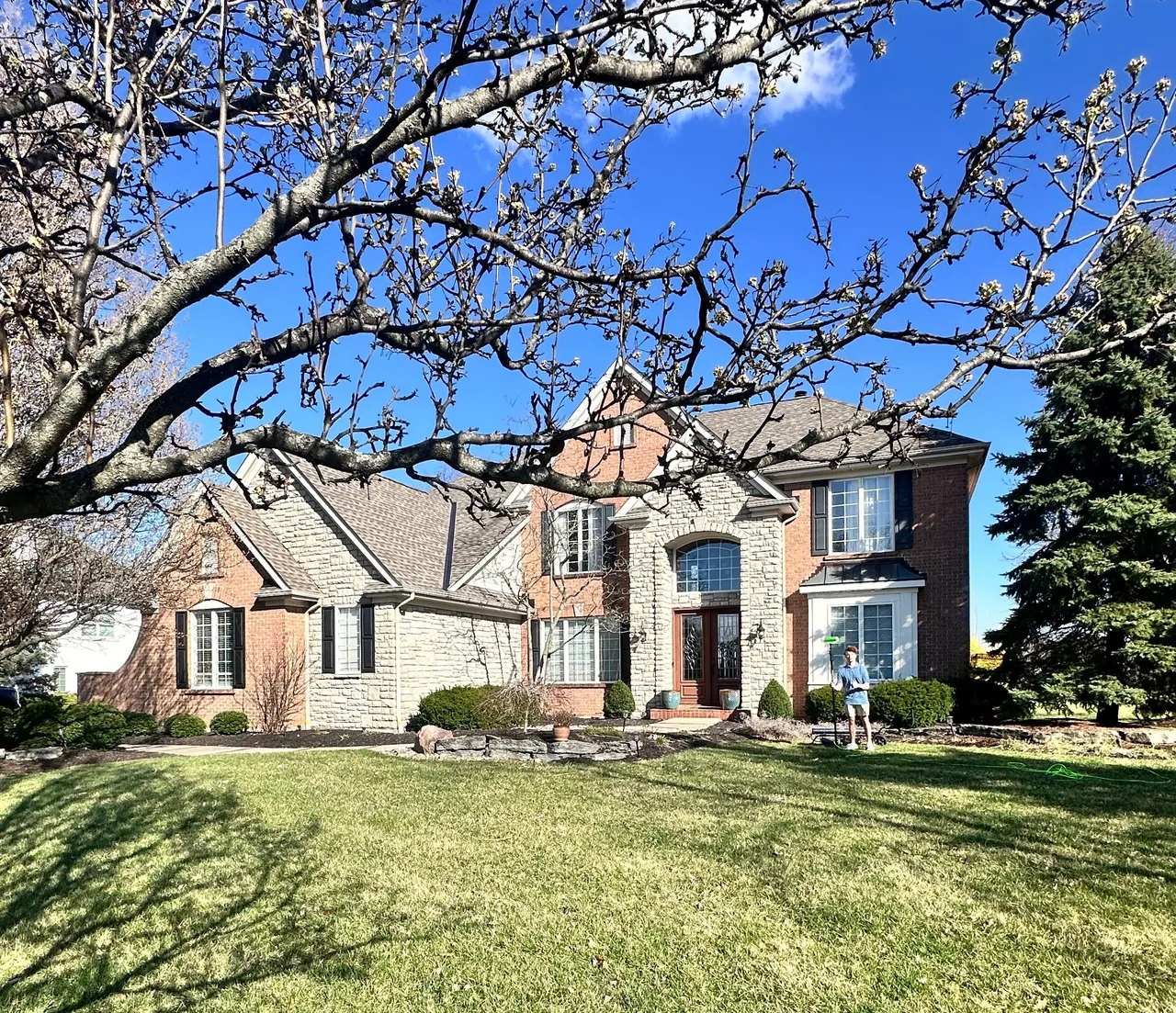 Brick house with tree in foreground.